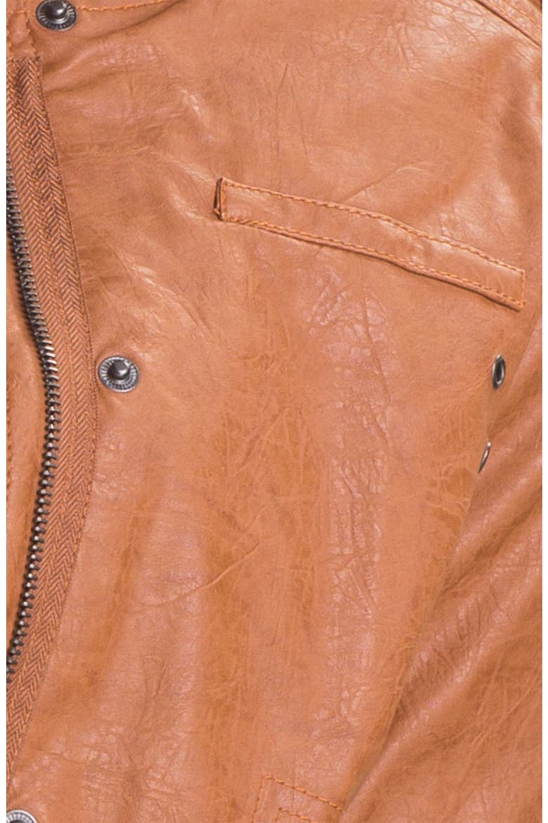 Collarless Faux Leather Scuba Jacket, Alternate, color, CANYON
