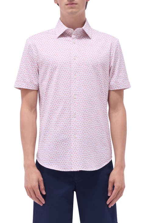 Miles OoohCotton® Peach Print Short Sleeve Button-Up Shirt