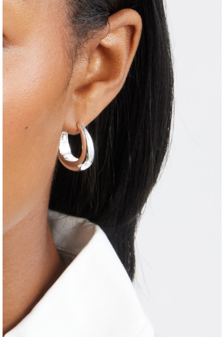 Demi Fine Crescent Huggie Hoop Earrings, Alternate, color, STERLING SILVER PLATED