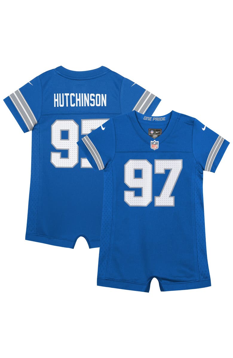 Nike Newborn & Infant Nike Aidan Hutchinson Blue Detroit Lions Game Romper Jersey, Main, color, Blue