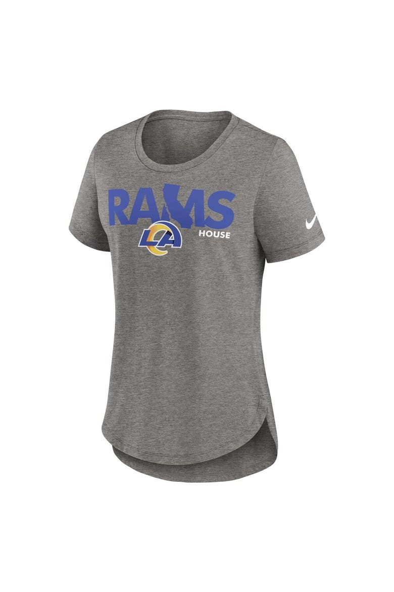 Women's Nike Heather Charcoal Los Angeles Rams Local Fashion Tri-Blend T-Shirt, Alternate, color, Heather Charcoal