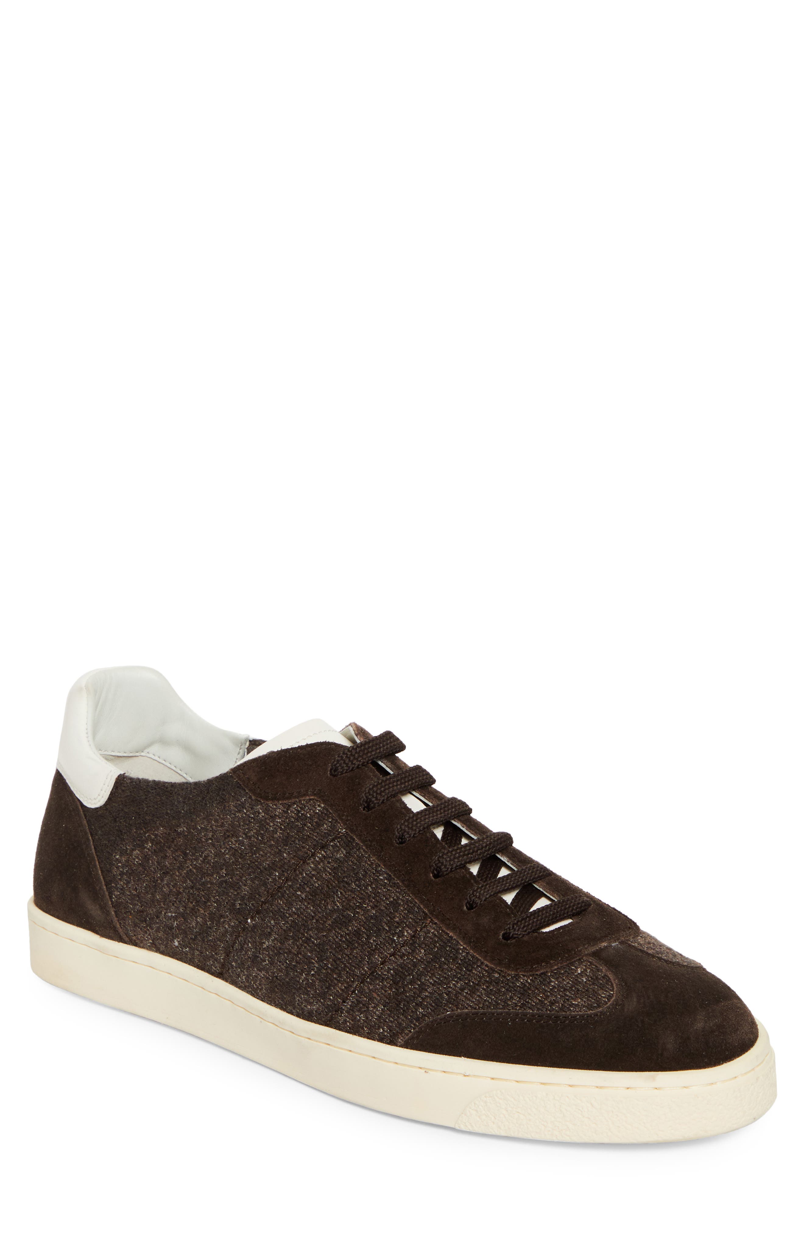 Brunello Cucinelli Mixed Media Low Top Sneaker, Main, color, Cam27 Dark Brown