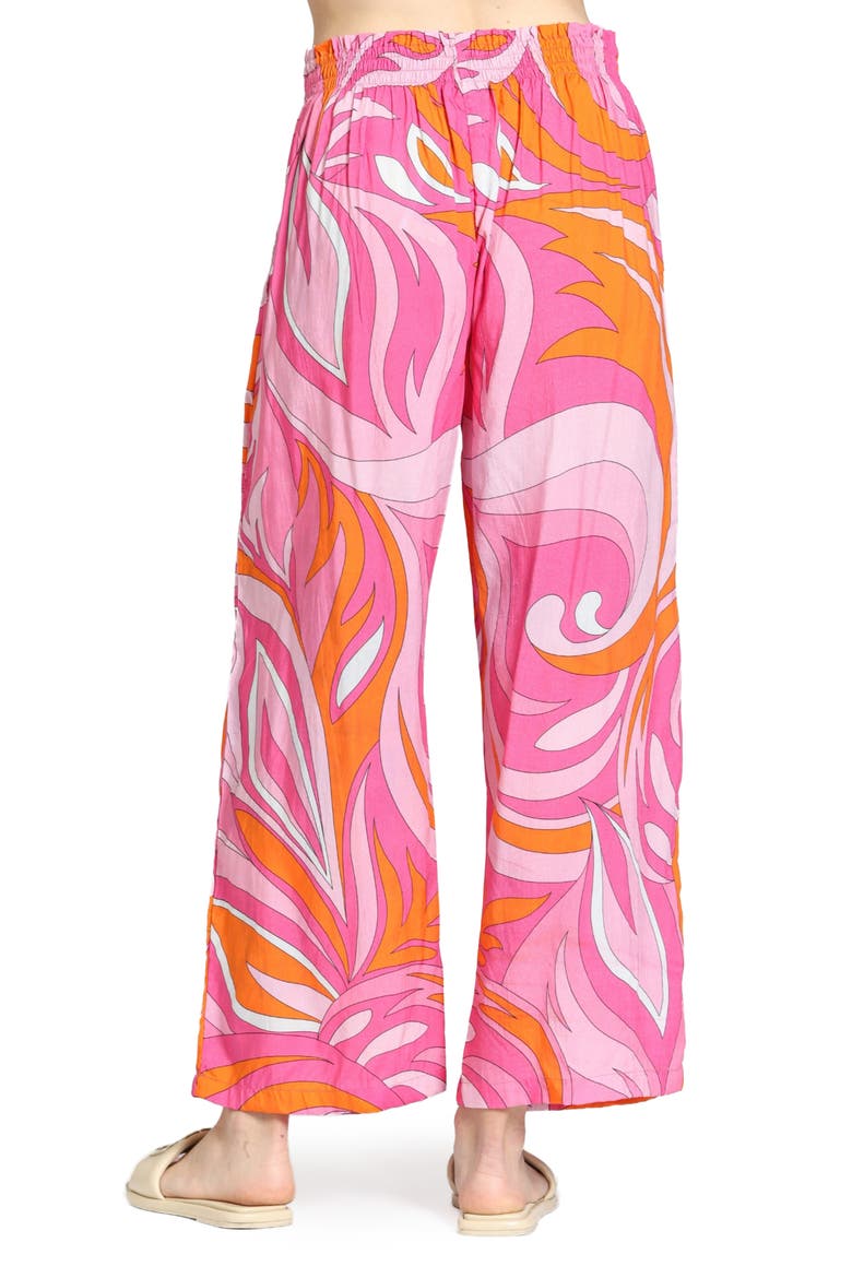 Print Tie Waist Crop Wide Leg Pants, Alternate, color, PINK/ ORANGE MULTI