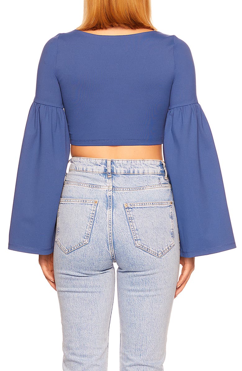 Susana Monaco Bell Sleeve Square Neck Crop Top, Alternate, color, Night Sky