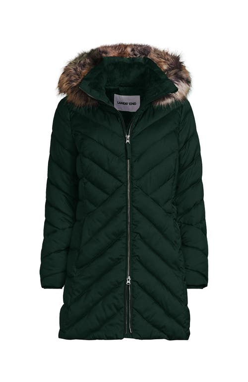 Lands' End Plus Size Featherfree Cozy Fleece Lined Winter Coat In Green