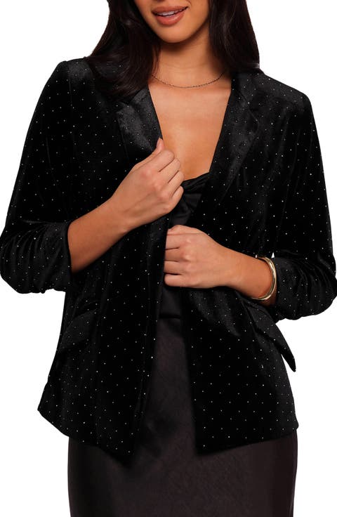 Inka Rhinestone Velvet Blazer