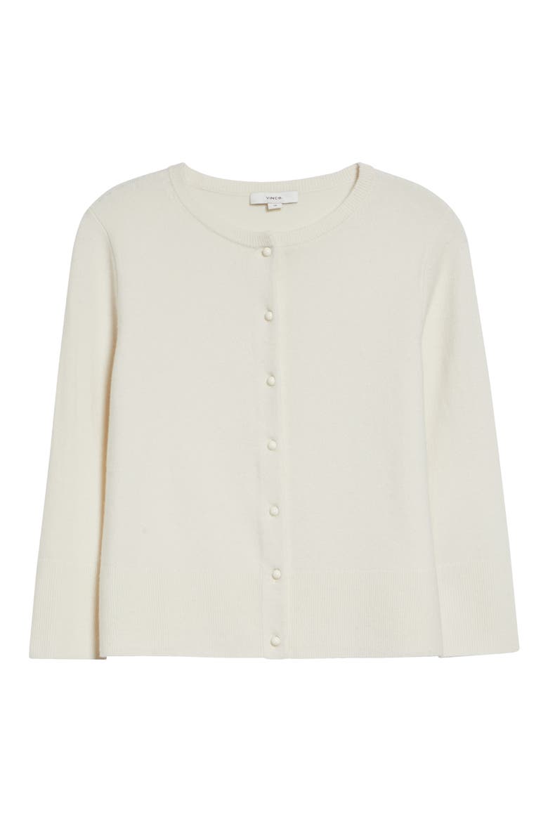 Wool Blend Crewneck Cardigan, Alternate, color, OFF WHITE