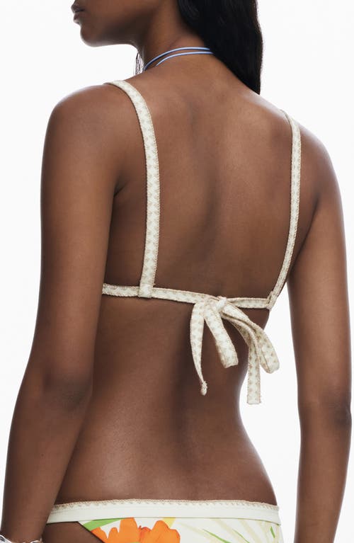 Desigual Crochet Trim Bikini Top In White