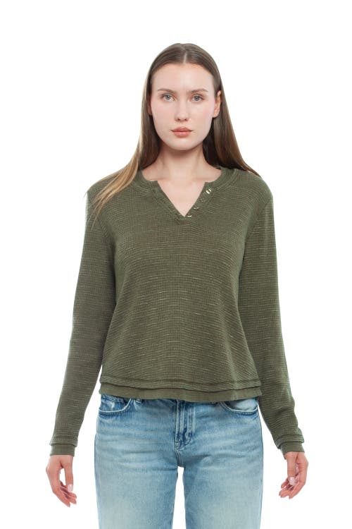 Wilt Clothing Long Sleeve Henley Mock Double Layer Tee In Green