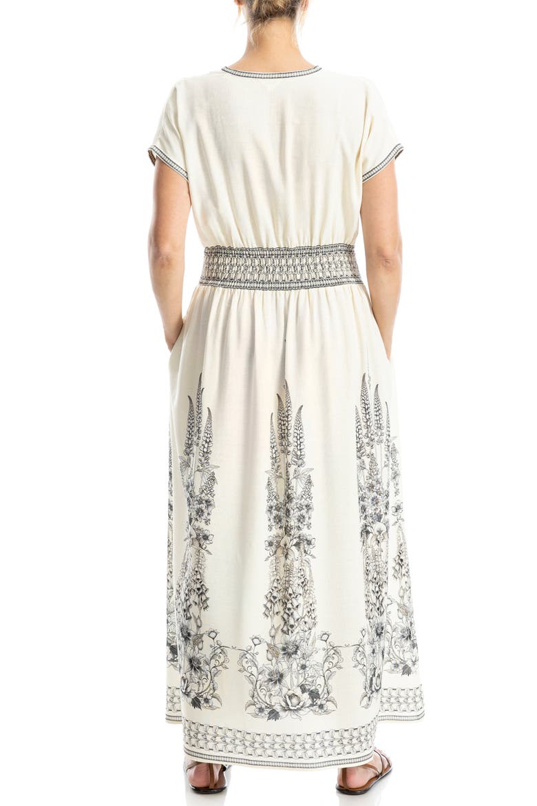 Surplice Neck Short Sleeve Maxi Dress, Alternate, color, NATURAL FLORAL SPIKES