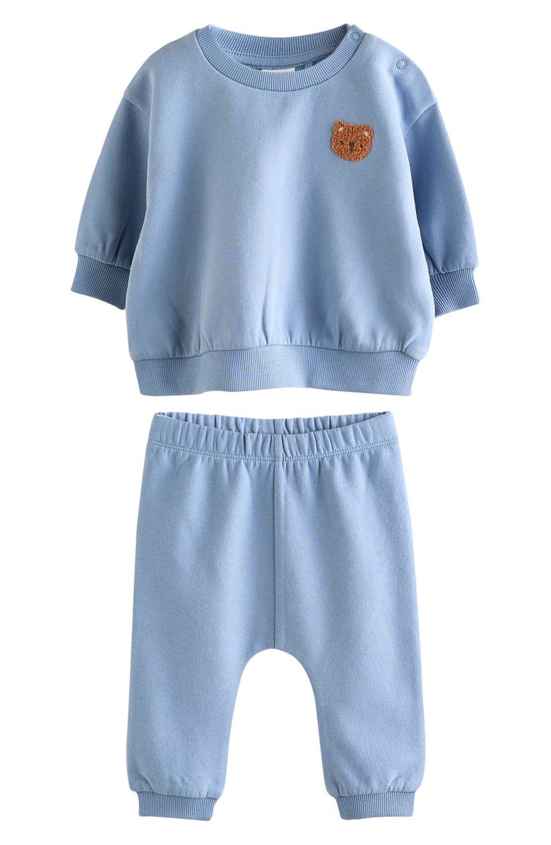 NEXT Bear Sweatshirt & Sweatpants Set, Main, color, Blue
