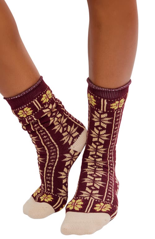 Free People Nearly Nordic Cotton Blend Crew Socks In Burgundy