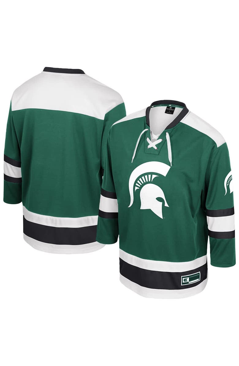 COLOSSEUM Men's Colosseum  Green Michigan State Spartans Athletic Machine Fashion Hockey Jersey, Main, color, 