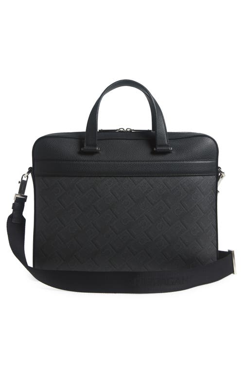 Ferragamo Gancio Embossed Briefcase In Nero Grigio