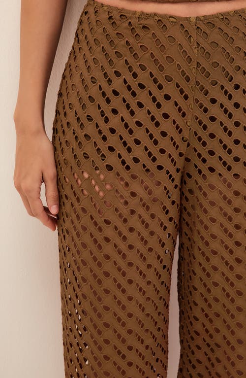 Vix Paula Hermanny Venice Wide Leg Cotton Cover-up Pants In Brown