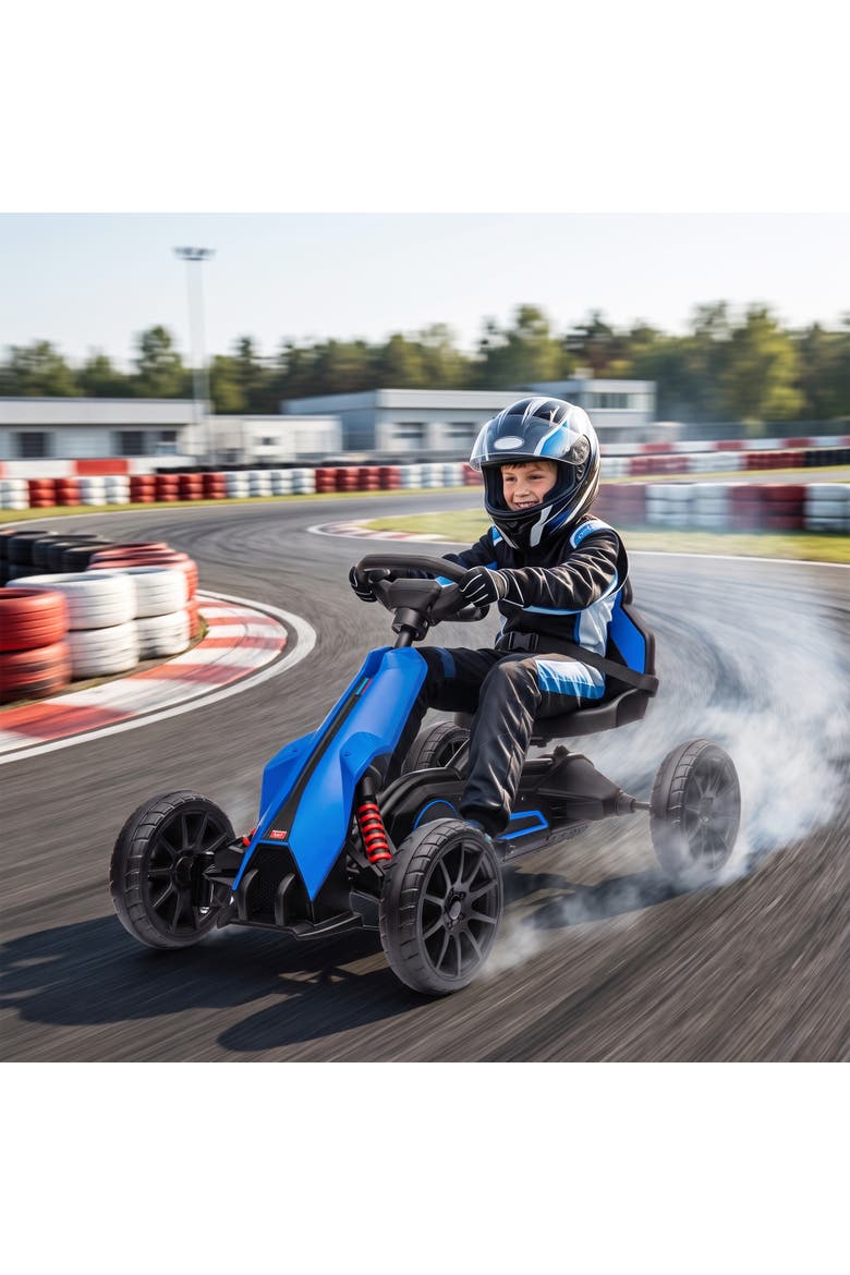 12V Kids Electric Go Kart, EVA Tires, 2 Speeds, Black, Alternate, color, Blue