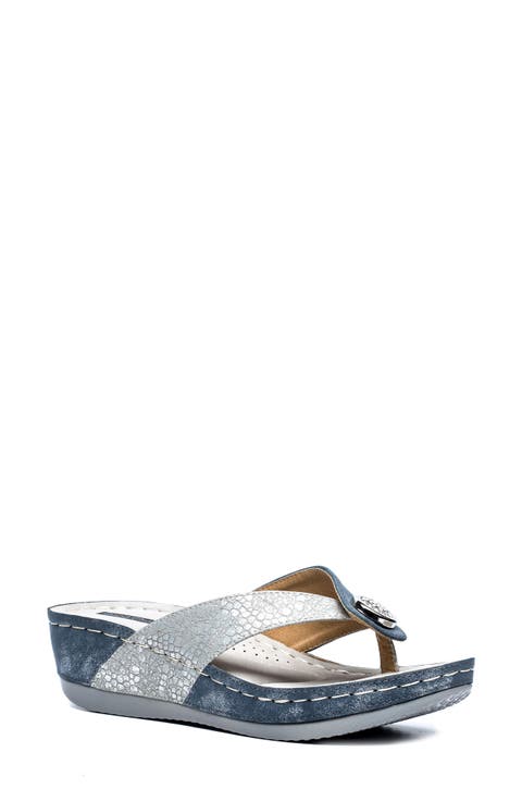 Dafni Snakeskin Embossed Wedge Sandal (Women)