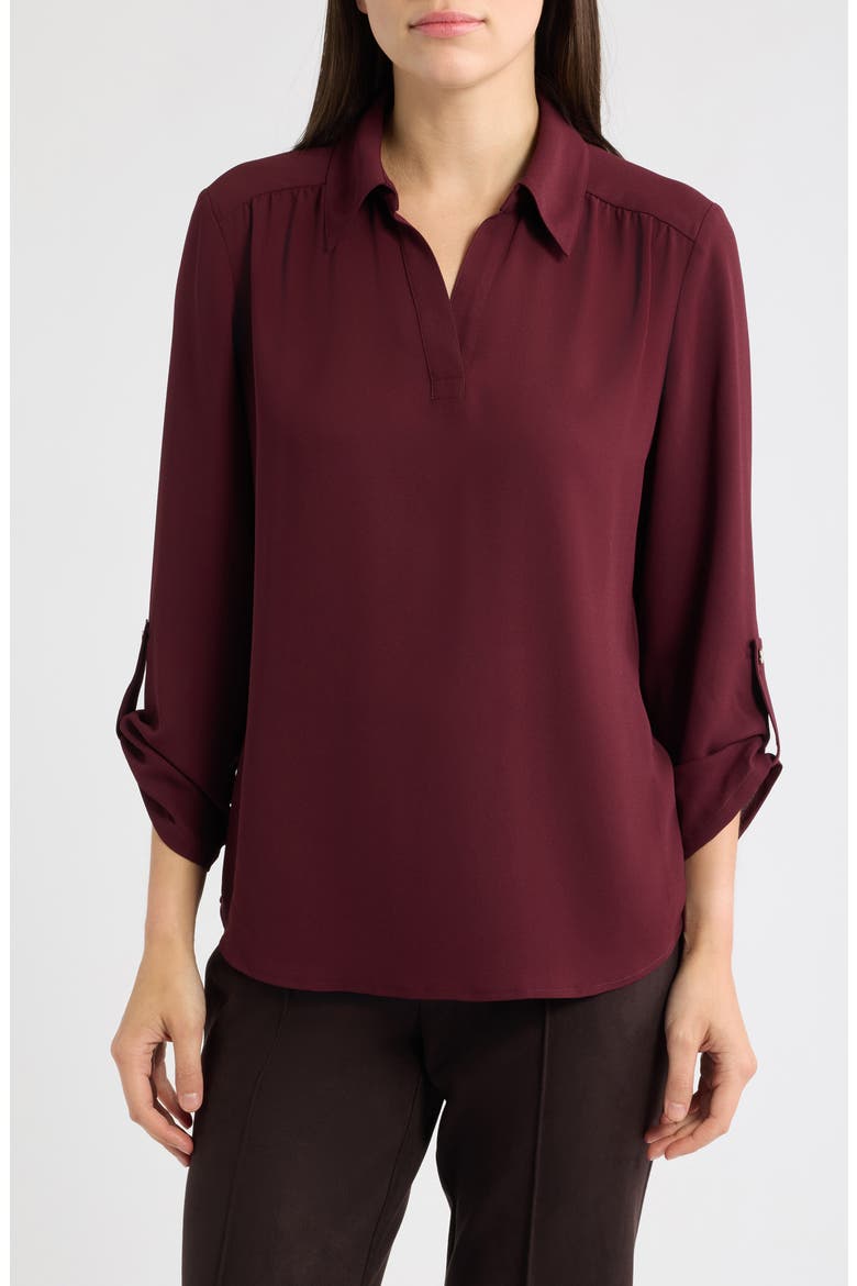 Roll-Tab Cuff Top, Main, color, BAROLO