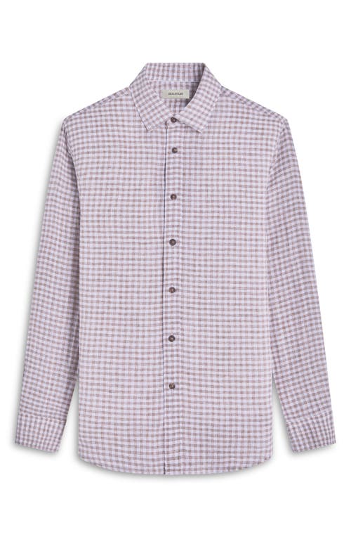 Bugatchi Julian Check Slub Linen Button-up Shirt In Olive