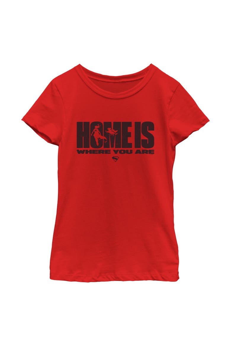 Girls Supergirl Home Is Where You Are T Shirt, Main, color, Red