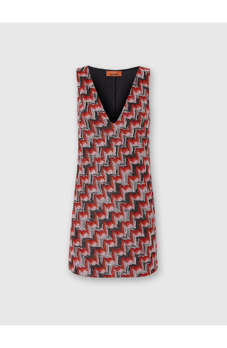 Missoni Mini Dress With V-neck And Embroidered Lace, Main, color, Black & Red