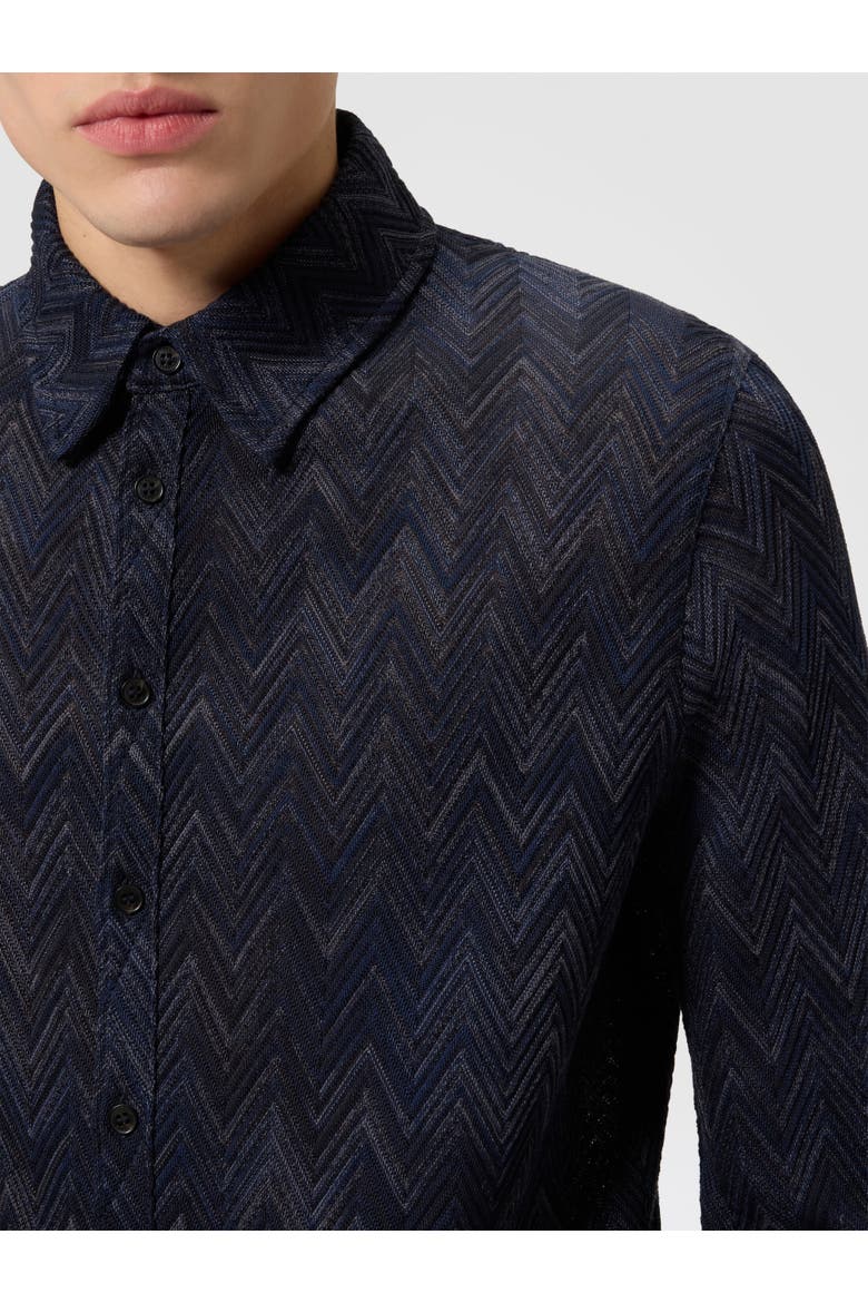 Striped Wool And Viscose Knit Shirt, Alternate, color, Multicoloured