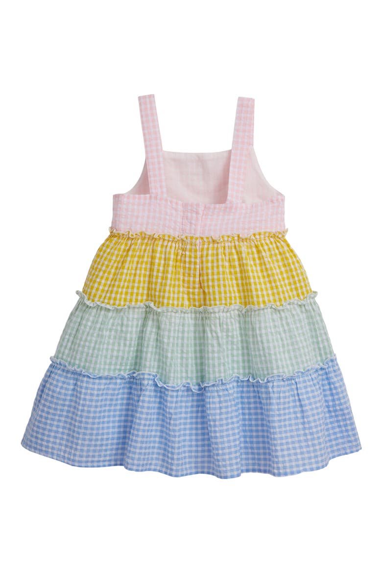 Kids' Gingham Colorblock Tiered Sundress, Alternate, color, WHITE