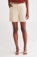 DR2 by Daniel Rainn Belted Pleated Front Stretch Cotton Shorts