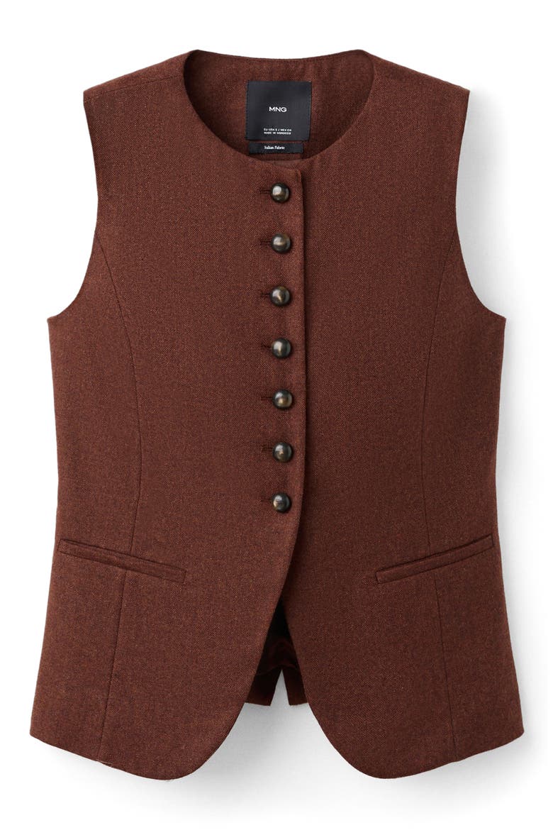 Button Front Wool Blend Vest, Alternate, color, TOBACCO BROWN