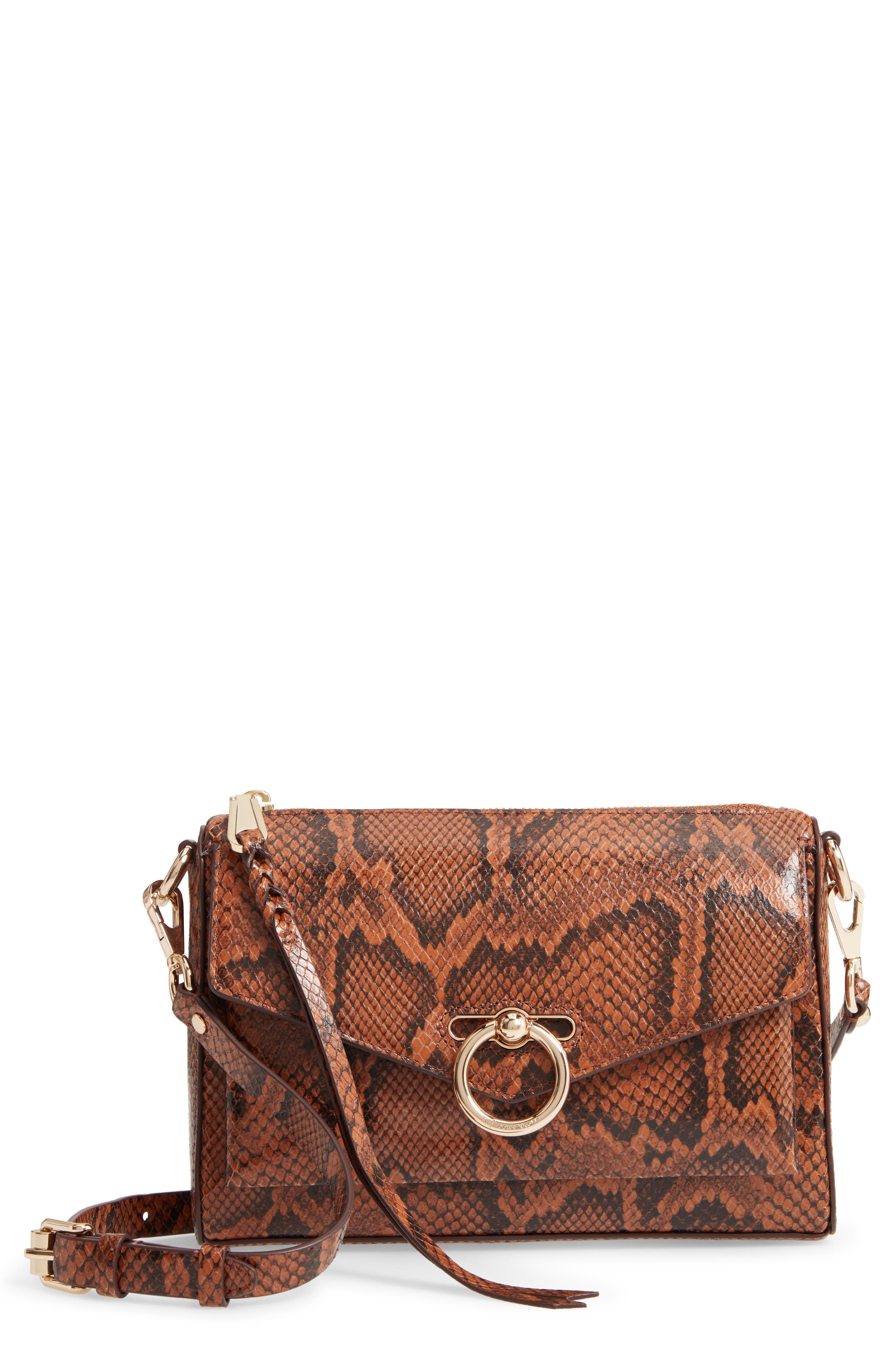 Rebecca Minkoff Jean Mac Snake Embossed Leather Convertible Crossbody Bag, Main, color, 