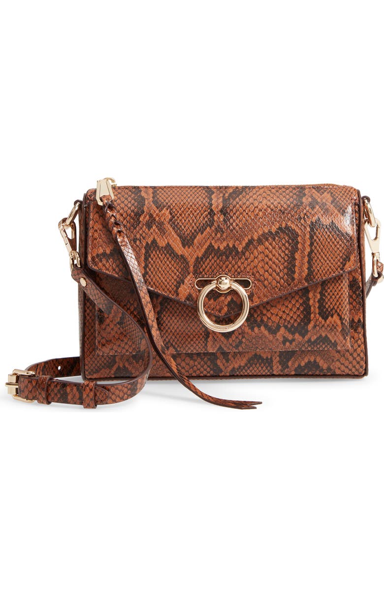 Rebecca Minkoff Jean Mac Snake Embossed Leather Convertible Crossbody Bag, Main, color,