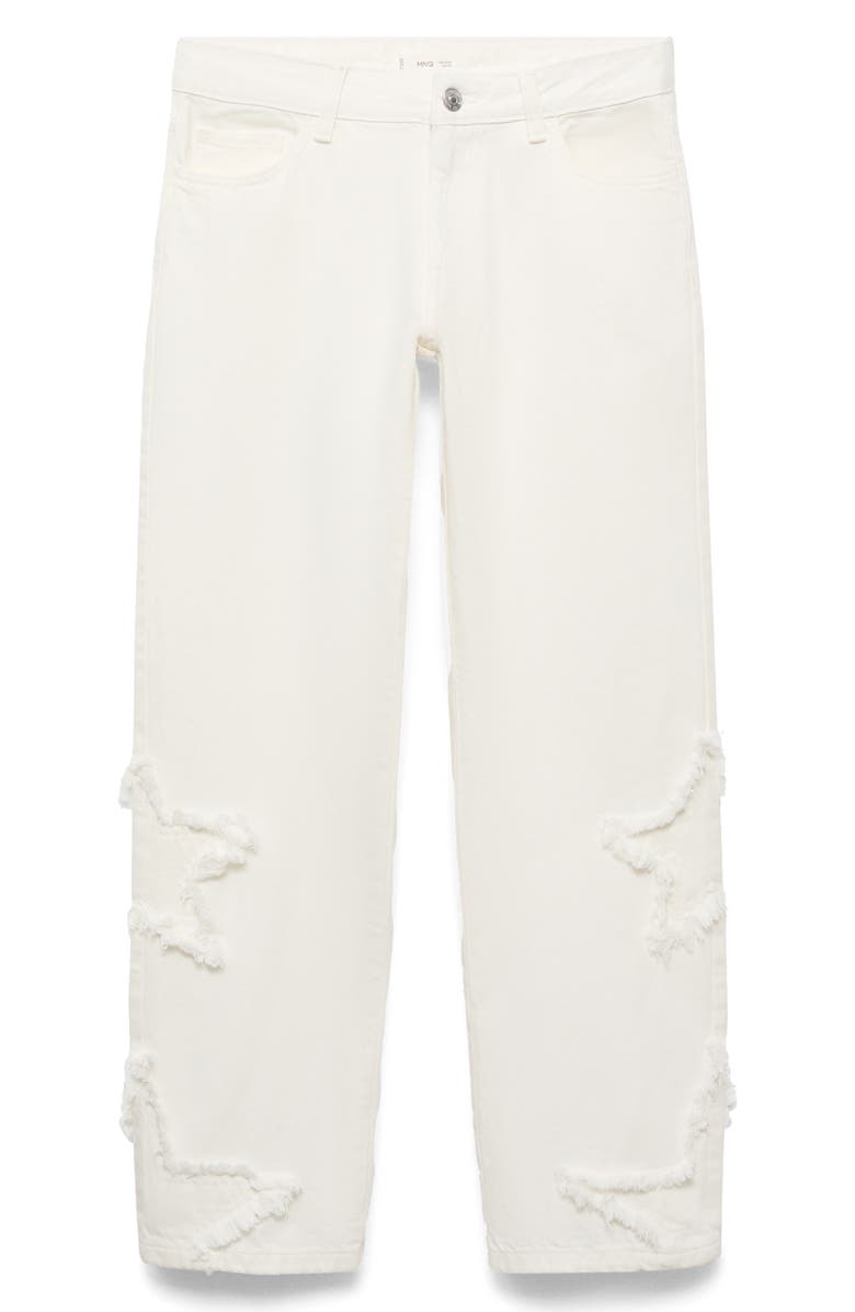 MANGO TEEN Star Embroidered Straight Leg Jeans, Alternate, color, Off White