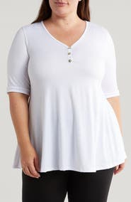 24seven Comfort Apparel Three-Button Tunic