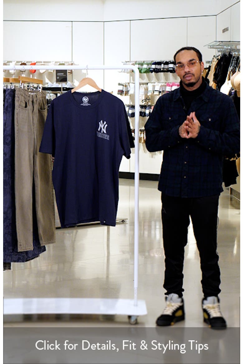 Men's '47 Navy New York Yankees Hang Back Franklin T-Shirt video