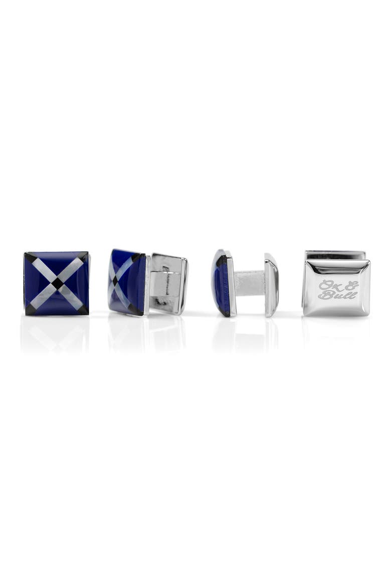 Mother-of-Pearl Diamond Cuff Link & Stud Set, Alternate, color, BLUE