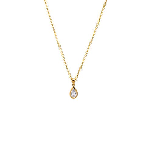 Lab Grown Diamond Pear Bezel Charm 14K