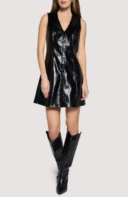 Lost + Wander Midnight Poem Faux Leather Minidress