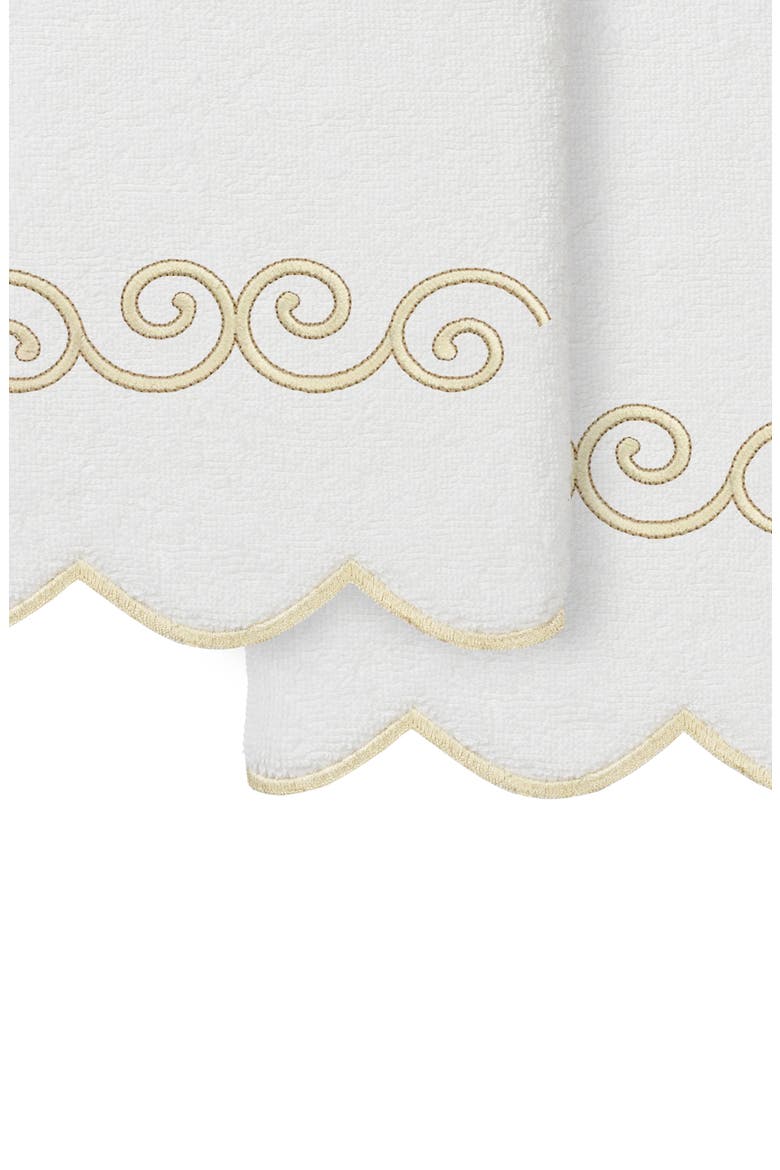 Symmetra Scallop Set of 2 Hand Towels, Alternate, color, WHITE/ BEIGE