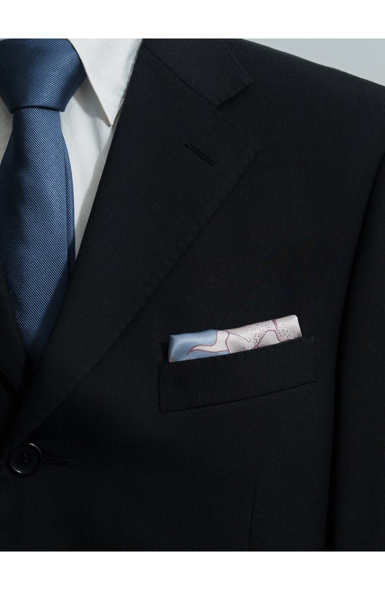 Lost Pattern NYC "Datura" Silk Pocket Square, Alternate, color, Slate Blue