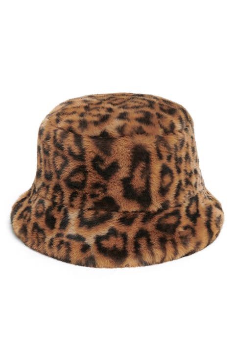 Amara Leopard Pluche™ Faux Fur Bucket Hat