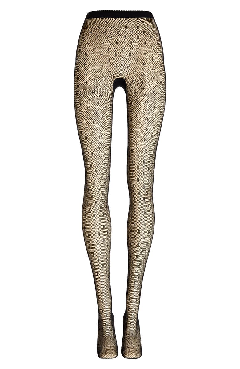 Wolford Dot Net Tights, Alternate, color, Black