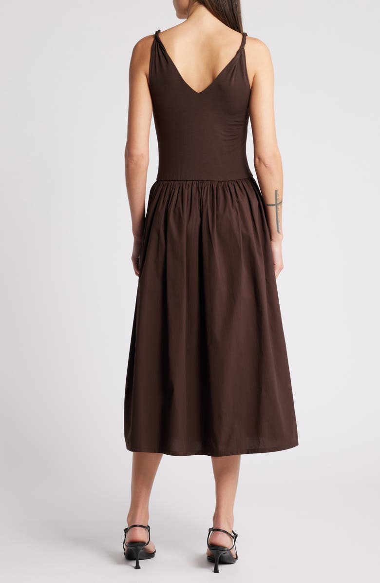 Rails Franca Mixed Media Sleeveless Midi Dress, Alternate, color, Espresso
