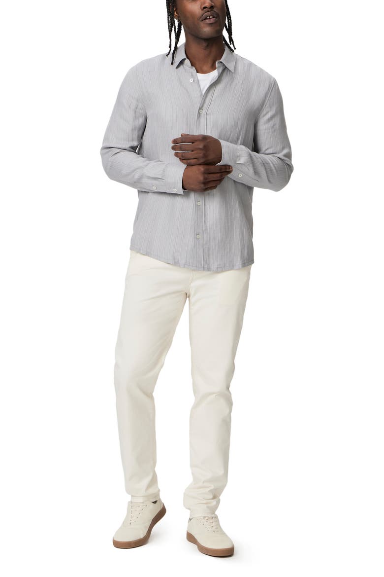 Peters Stripe Linen Blend Button-Up Shirt, Alternate, color, MOONLIT GREY