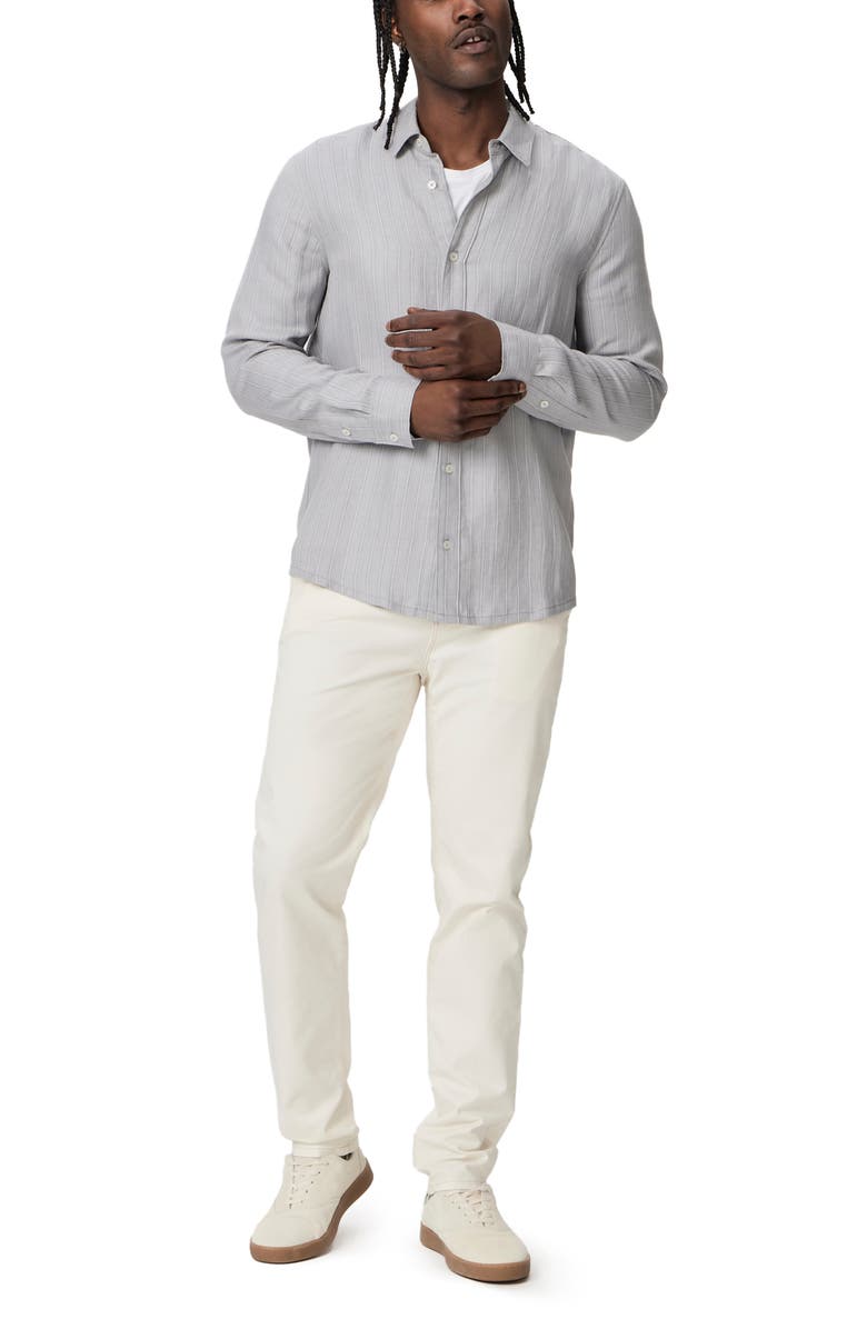 PAIGE Peters Stripe Linen Blend Button-Up Shirt, Alternate, color, Moonlit Grey