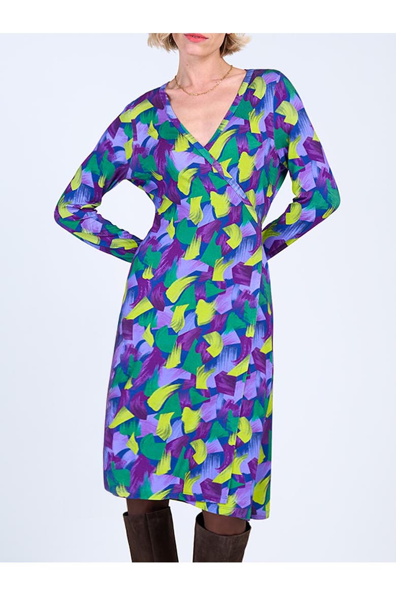 Long Sleeve Printed Wrap Dress, Alternate, color, Spring Geo