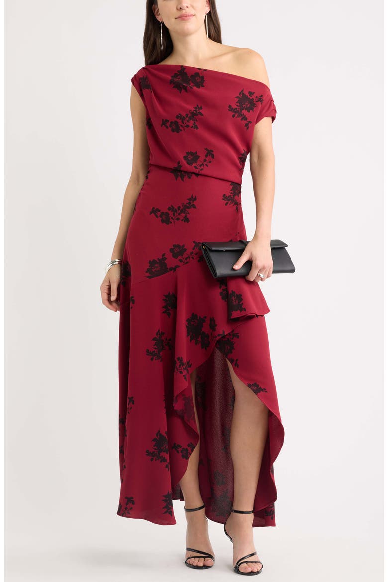 chelsea28 asymmetrical ruffle shift dress Cascading Crepe One-Shoulder Gown (Women) The Best 90s Fashion jezabel dress A flouncy tiered skirt Pearl/Crystal Colour:Ivory/Clear