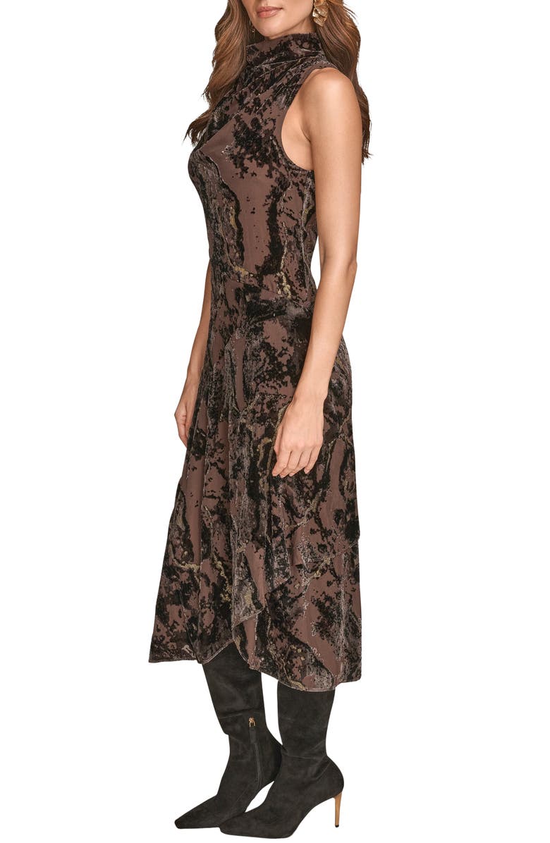 Donna Karan New York Sleeveless Metallic Burnout Midi Dress, Alternate, color, Chocolate Plum