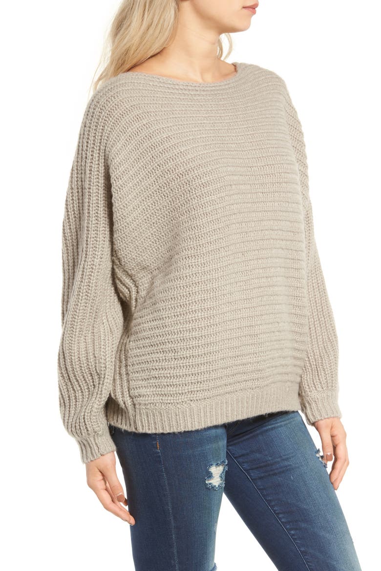 Open Back Boyfriend Sweater, Alternate, color, GREY