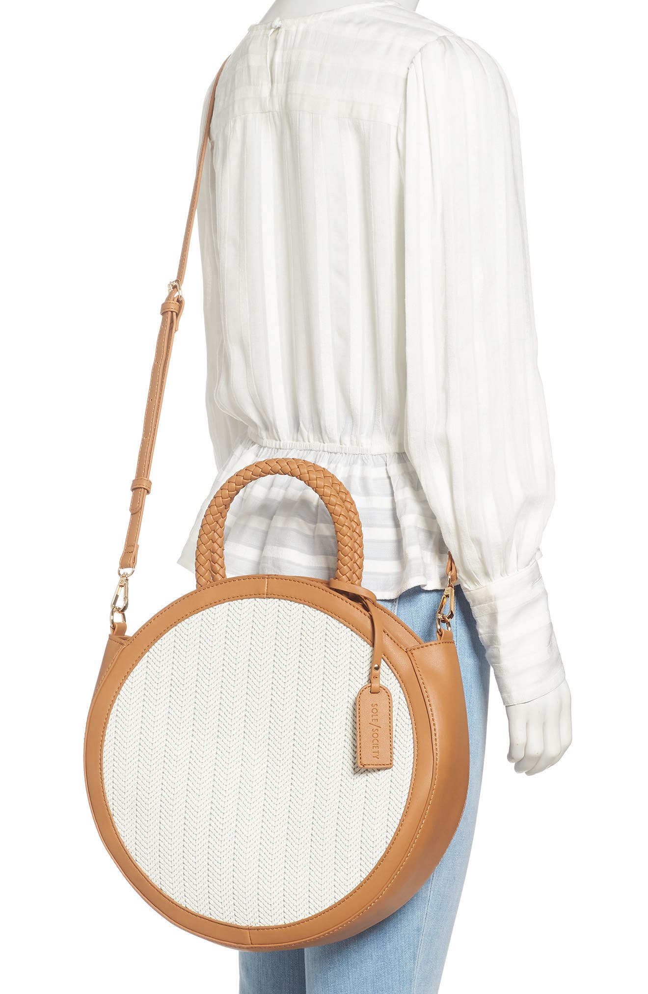 Nikole Faux Leather Crossbody Bag, Alternate, color, CAMEL COMBO