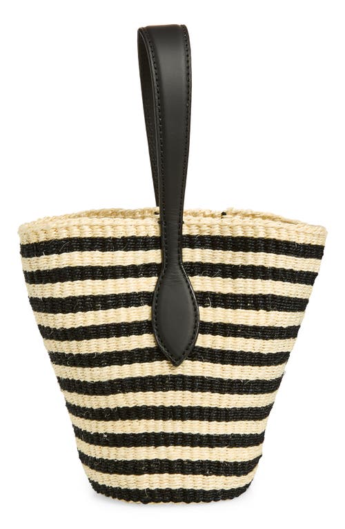 LIFFNER Single Handle Straw Basket Tote in Black/cream at Nordstrom